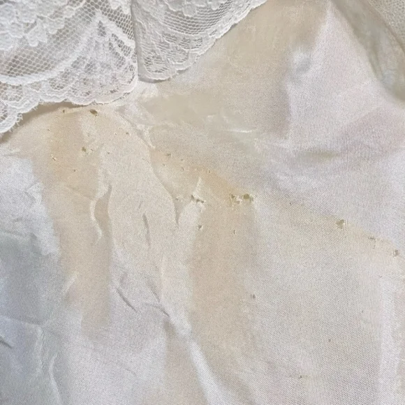 VINTAGE 70s wedding dress prairie bridal‎ gown flouncy ruffle lace long sleeve - Picture 15 of 16